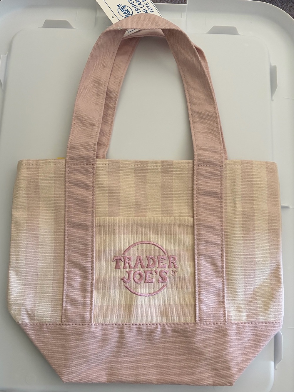 Trader Joe's Pink Stripe Canvas Mini Tote